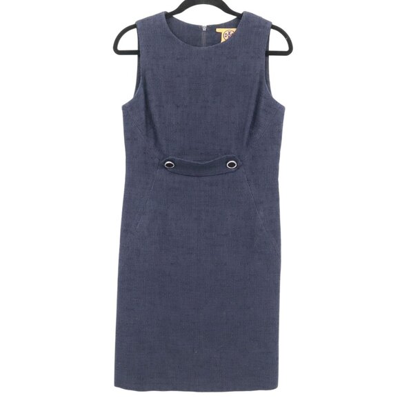 Tory Burch Dresses & Skirts - Tory Burch Mod‎ Clea Sheath Dress Womens 6 Navy Quiet Luxury Country Club Career